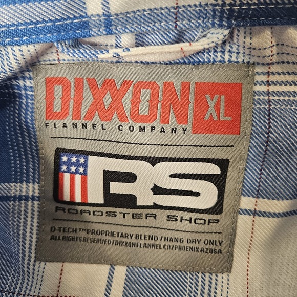 Dixxon X Roadster Shop Mens Flannel Shirt  Size XL Patriotic USA Blue Plaid - Picture 3 of 6
